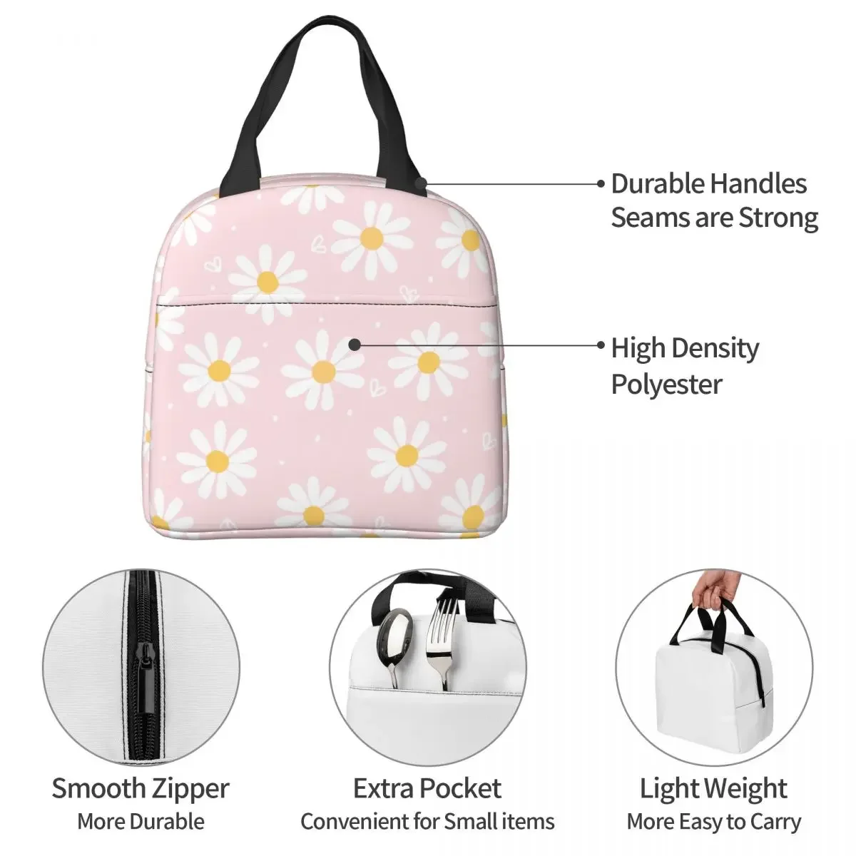 Fiambrera impermeable con estampado Floral para mujer, bolsa de almuerzo con aislamiento Oxford, térmica, para comida fría, Picnic y trabajo