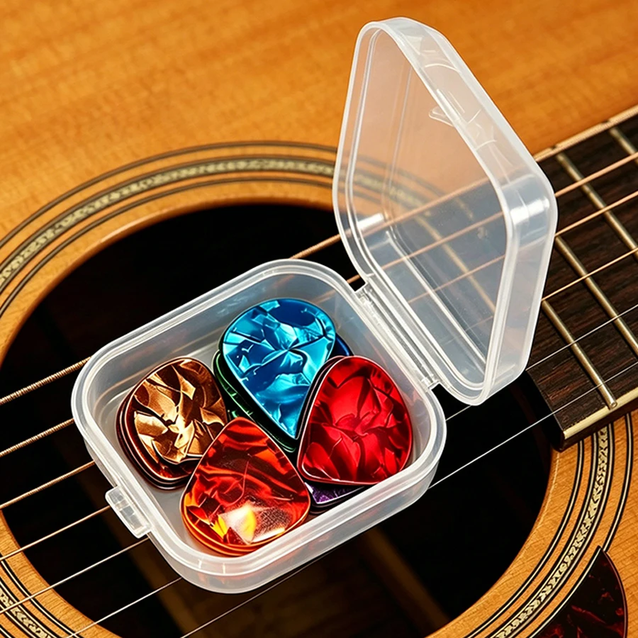 6/12pcs Guitar Pick wich Mini Transparent Storage Box, Portable Small Storage Case for Guitar Picks & Small Accessories