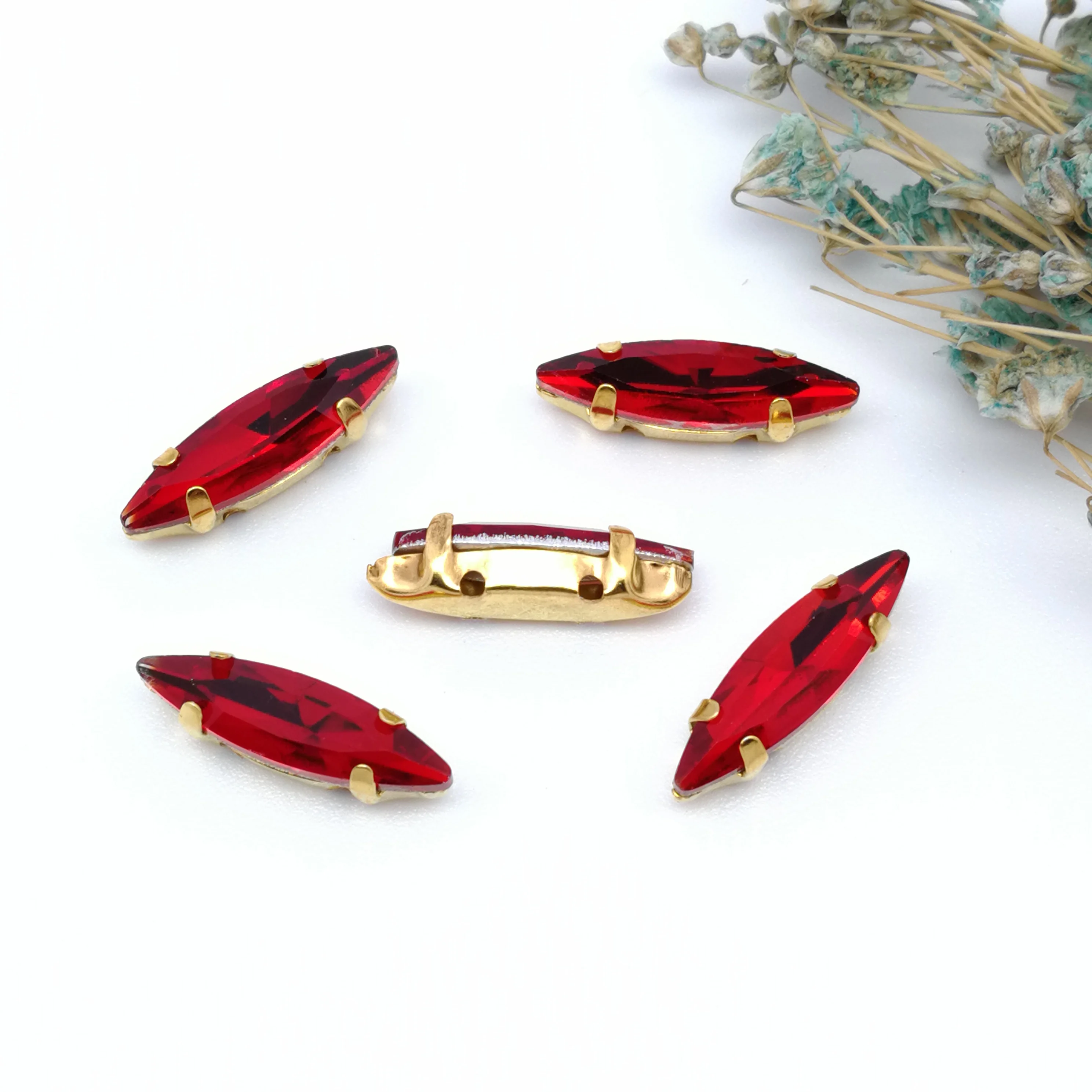 4*15mm Mix color horse eye shape Glass Crystal sew on rhinestones silvery claw for Diy shose accessories