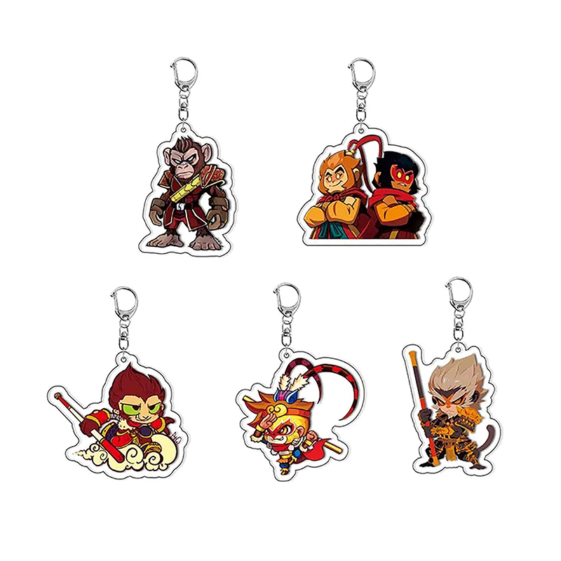 Chinese Action Game Black Myth Wukong Keychain Key Chain Ring For Bag Monkey King Sun Keyring Jewelry Gamer Fans Gaming Gift