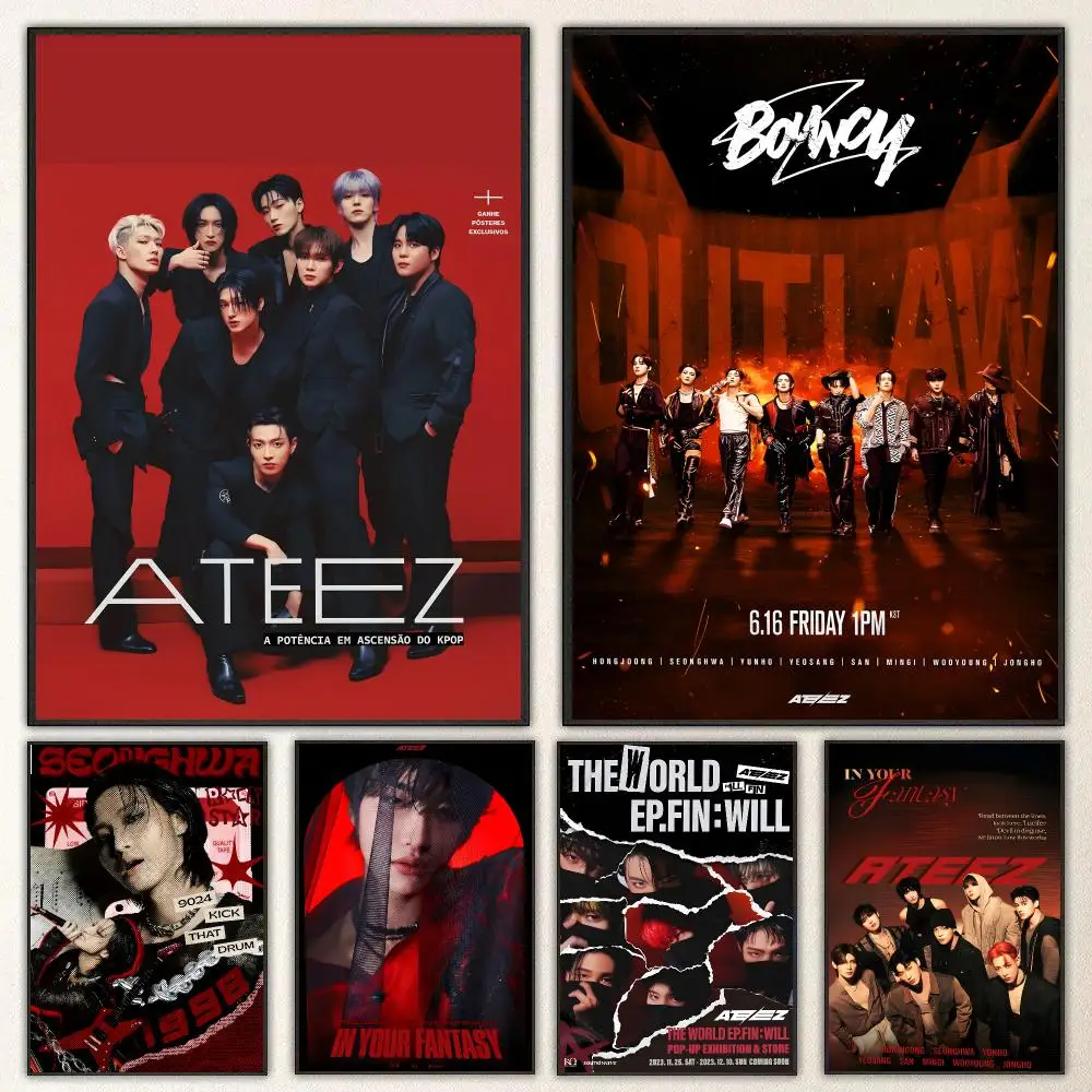 Boy Group ATEEZ Poster High-definition  poster stickers, suitable for bedroom, living room, home decoration