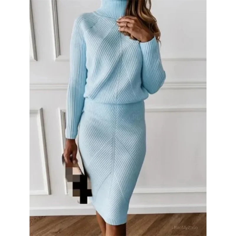 2026-autumn-winter-women's-knitting-costume-turtleneck-solid-color-pullover-sweater-slim-skirt-two-piece-set-female-warm-suits