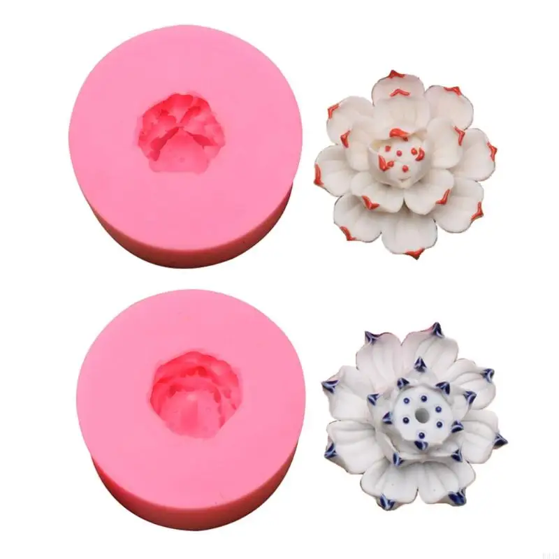 

R9JE Handmade Incense Holder Silicone Moulds for Home Decor Handcraft Gift Lotus Epoxy Resin Mold for DIY Art