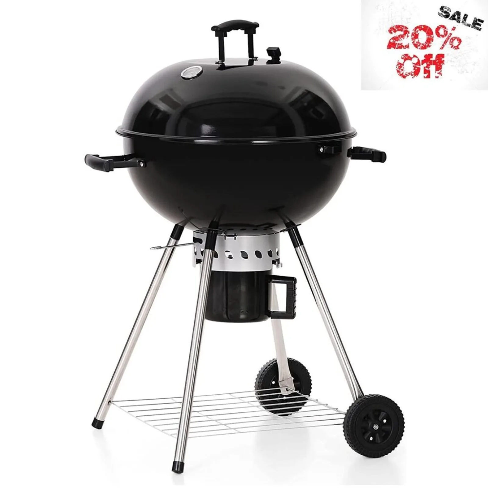 

US 22-inch Kettle Charcoal BBQ Grill Premium Outdoor Patio Backyard Camping Black