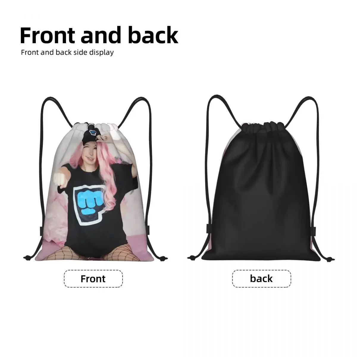 Belle Delphine Onlyfans Exclusive Drawstring Bag Men Women Foldable Sports Gym Sackpack Pewds Brofist Shopping Storage Backpacks