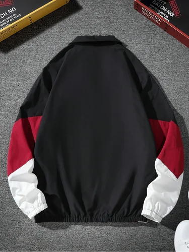 Imagen 2 del producto Chaqueta de hombre con bloques de color, ligera, informal, de viaje, resistente al viento y al desgaste, tela de alta calidad, regalo para novio