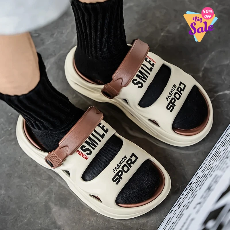 

Мужские шлепанцы 2026: Новые летние сандалии-слайды из ЭВА на мягкой подошве, для дома и улицы, для прогулок, пляжные, мужская обувь