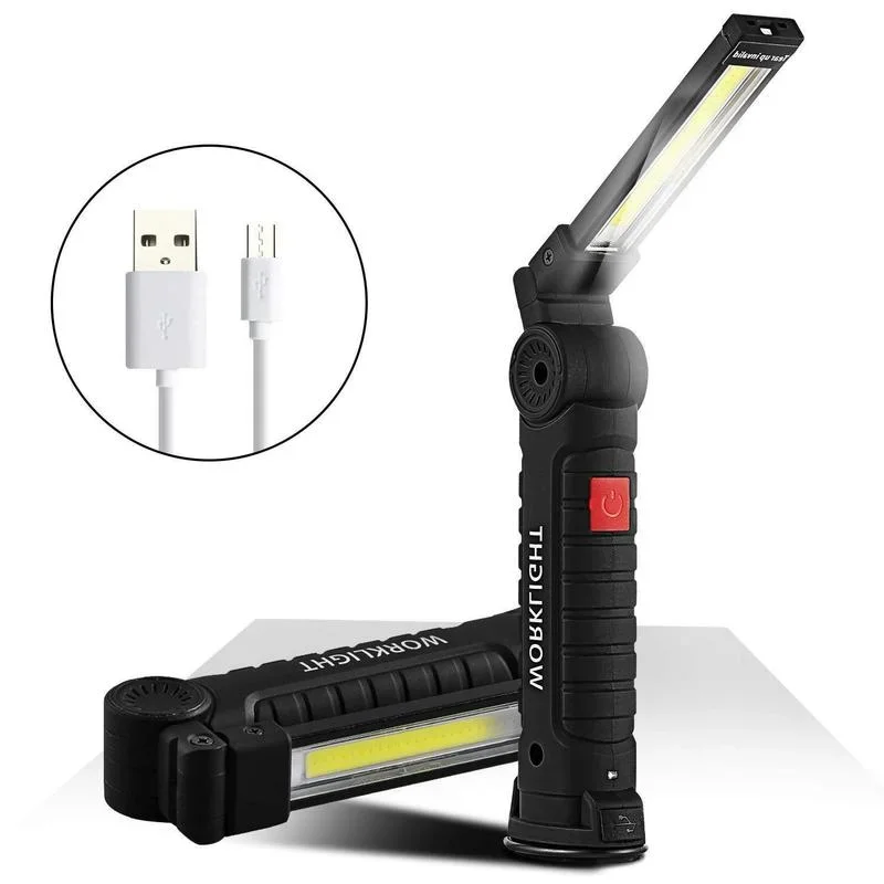 5 Mode Torch USB Rechargeable Work COB Flashlight Built-in Battery 360 Zoom Multi Function Folding LED Lamp Camping Light
