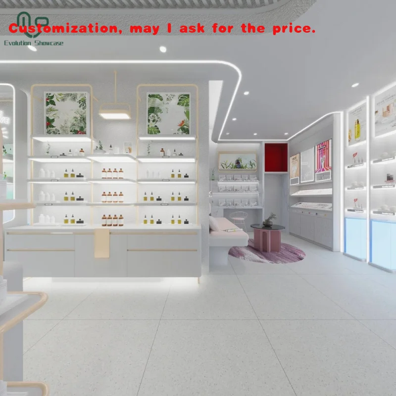 custom.Luxury Cosmetic Store Showcase Makeup Display Cabinets Perfume Shop Rack Display Shelf