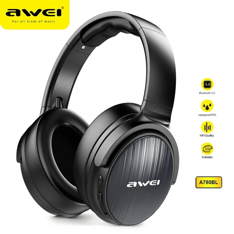 Awei A780BL Headphone Nirkabel Headset Bluetooth Bass Stereo Suara Gaming Earphone Lipat dengan Mikrofon Fon Bluetooth Earbud