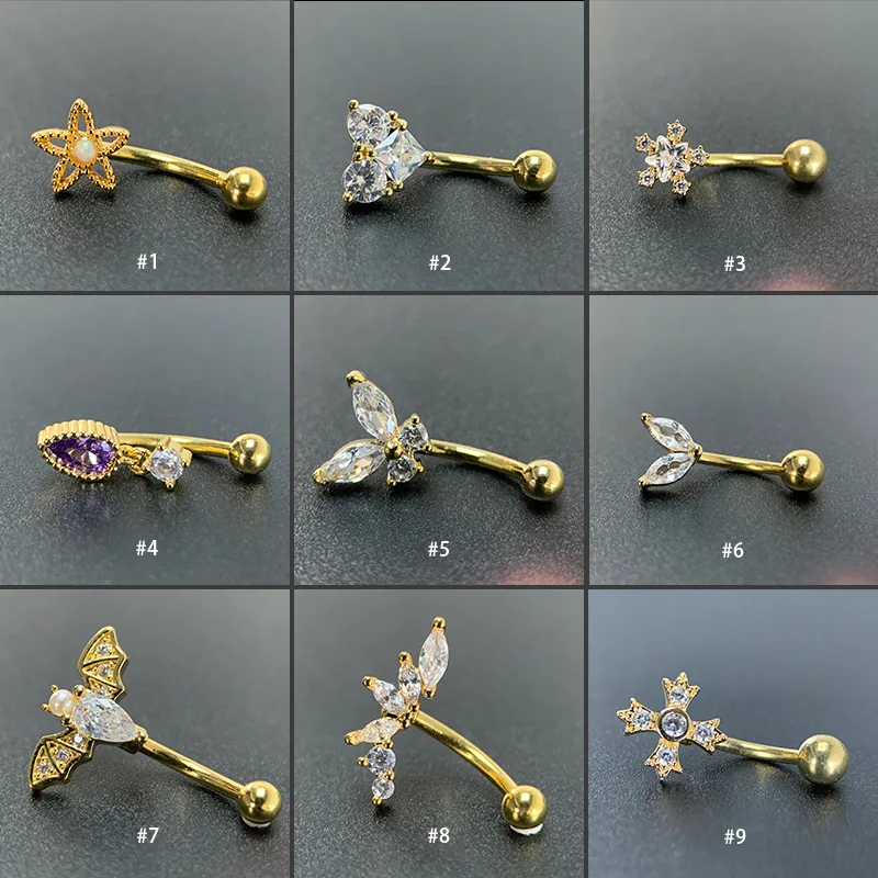 16G Eyebrow Rings Eyebrow Piercing Jewelry Fashion CZ Copper Belly Ring Lip Ring Daith Tragus Helix Rook Piercing Jewelry