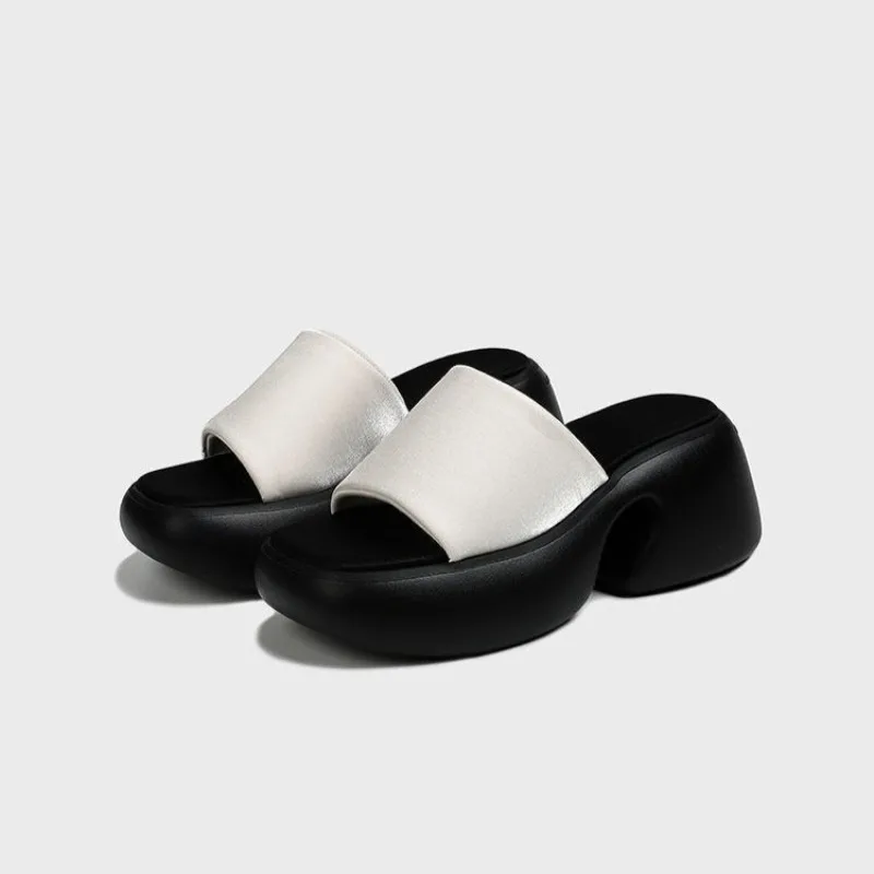 

6CM Women's Shoes Fashion Round Head Platform Slippers for Woman Comfortable Vacation Casual Shoes Designer Shoes Zapatos Mujer