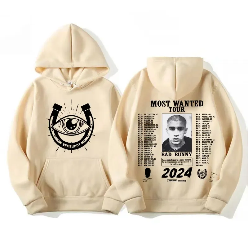 Hip Hop Bad Bunny 2024 Most Wanted Tour Hoodie Men's Women's Nadie Sabe Lo Que Va A Pasar Manana Album Oversized Sweatshirt Tops