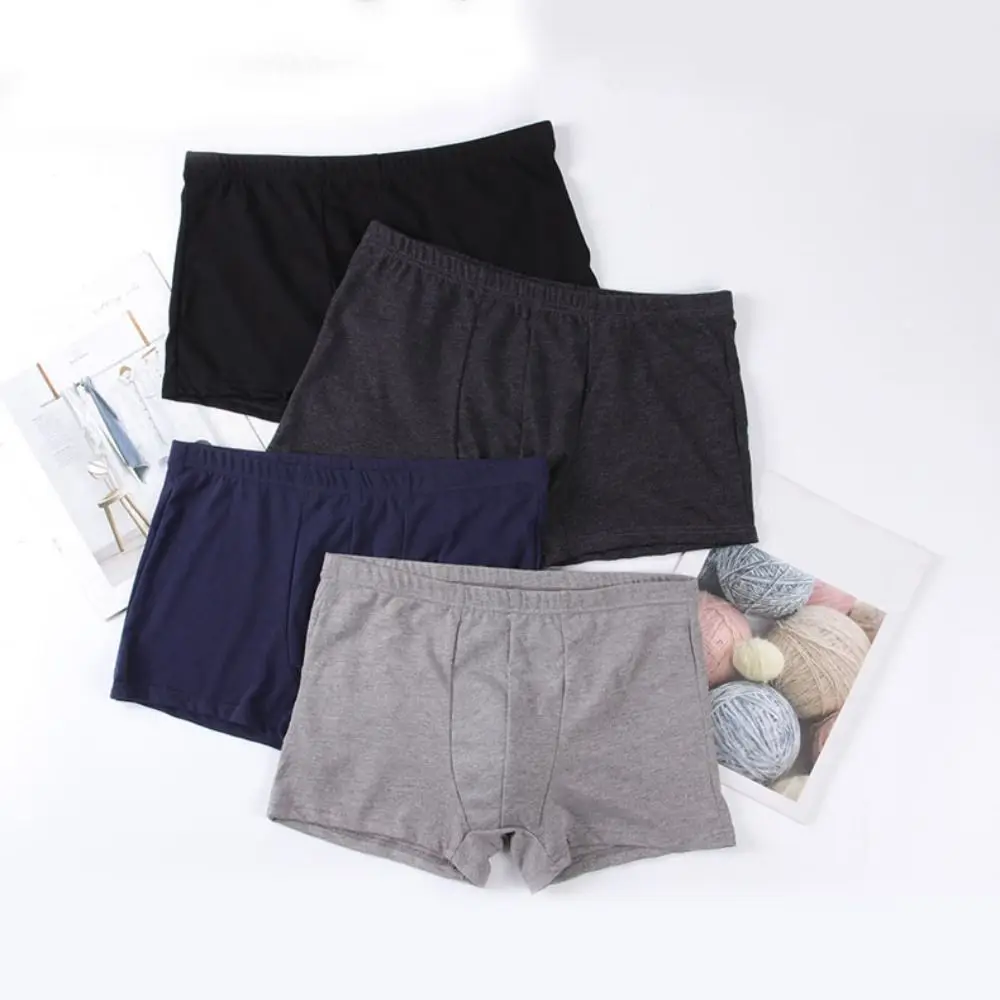 

5PCS Fashion Loose Cotton Boxer Briefs Mid Waist Panties Underwear for Men Lingerie Simple Shorts Underpants Gifts
