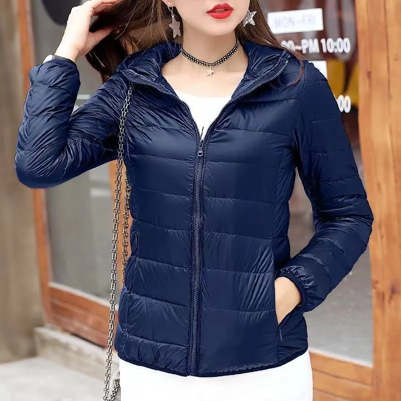 Fashion Female Cold Jacket 2024New Women Winter Light White Duck Down Jacket Slim Puffer Jacket Portable Windproof Down Coat Top