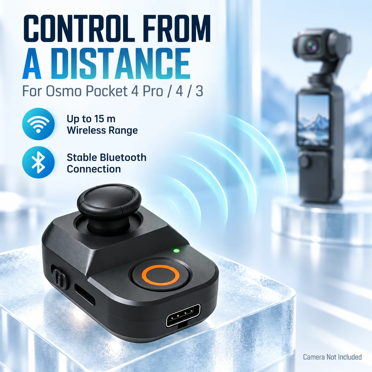 Portable Wireless Shutter Remote Controller with Slide Bar for Free Pan Angle Adjustment Compatible For DJI OSMO Pocket 4Pro/4/3
