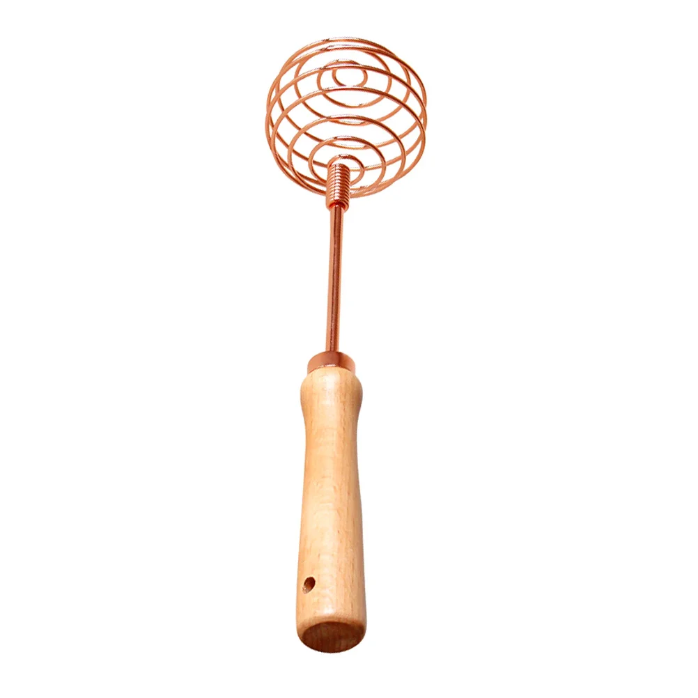 

Wooden Handle Egg Beater Manual Stainless Steel Spiral Head Household Kitchen Hand Whisk Egg Mixing Tool Dough Stirrer Flour