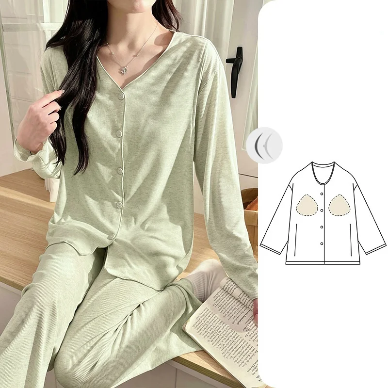

Modal Maternity Pajamas For Pregnant Women Breastfeeding Clothing Autumn New Feeding Nightie Long Sleeve Nursing Pyjamas