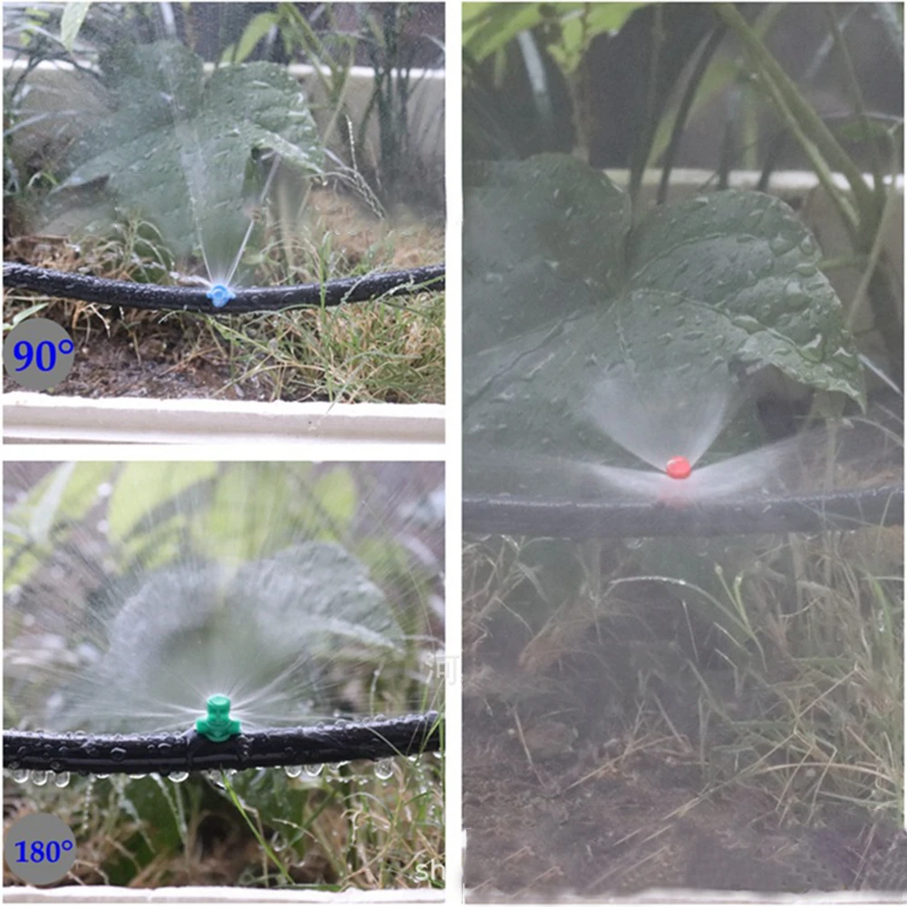 60PCS Micro Atomizing Sprinkler Nozzle, 90/180/360 Degree Refraction Micro Misting Nozzle Sprinkler Head Thread Connection