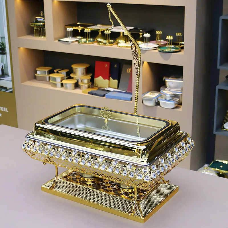 

Square Hot Pot 9L Golden Hot Pot Buffet Set