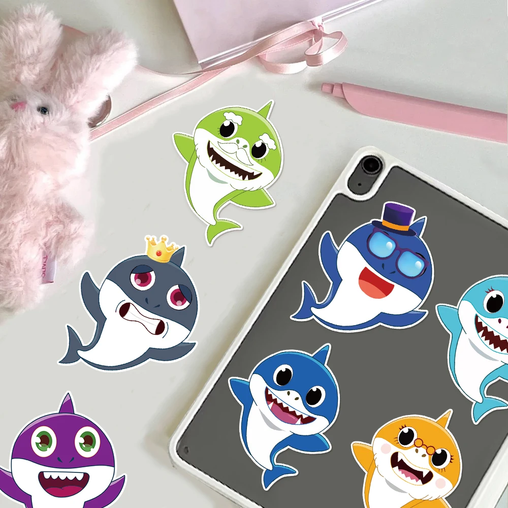 8PCS Big Mouth Face Changing Cute Shark Puzzle Collar DIY Hand Account Phone Case Home Interactive Waterproof Toy Stickers