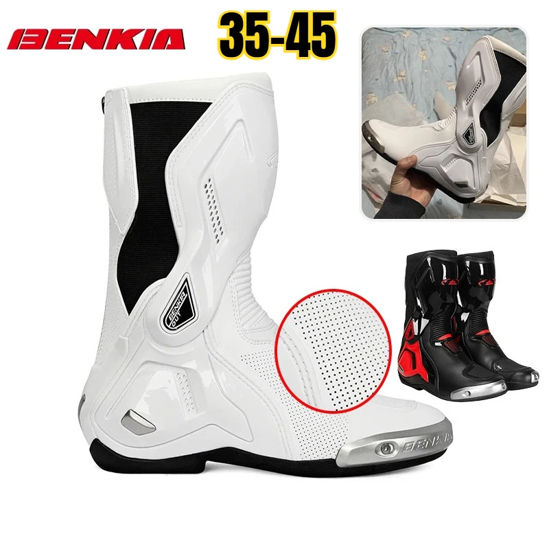 

BENKIA CE сертифицированные мотоциклетные ботинки Botas, профессиональные трековые ботинки для гонок, летние ботинки Zapato для предотвращения столкновений, внедорожные для ралли