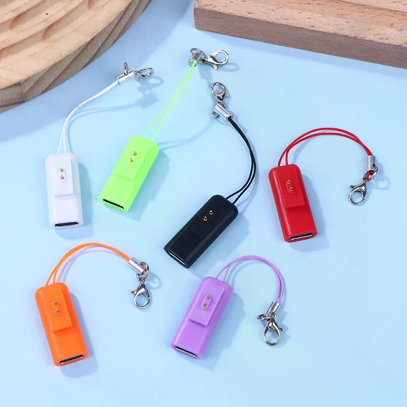 Type C Mini Portable Power Charging Adapter Convert Plug With Keychain For Smart Band 10 9 8