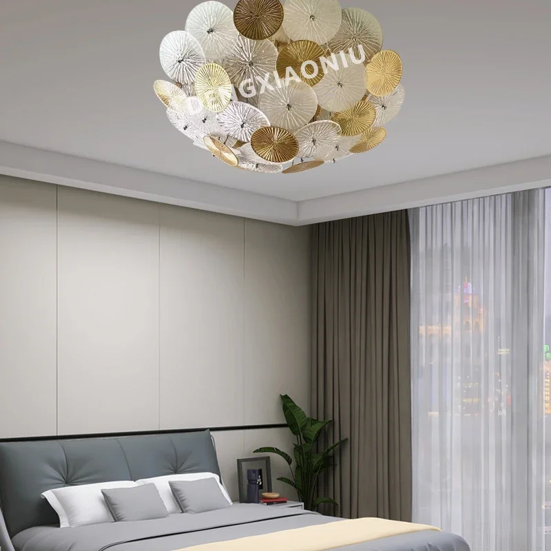 Nordic LED Ceiling Light Ball Gild Metal Glass Hanging Lamp Small Swirled Glass Chandelier Bedroom Foyer Dinning Room LED Lights