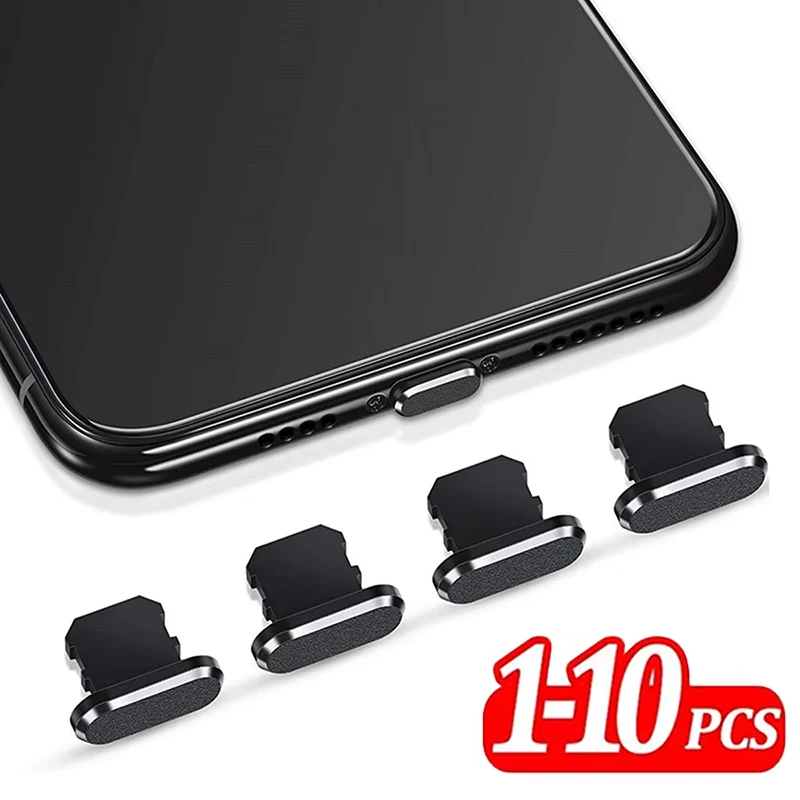 2-10 PCS Metal Anti Dust Plugs For IPhone 14 13 12 11 Pro Max Mini X XR XS 8 Plus IPad AirPods Apple Series Charging Ports Cover