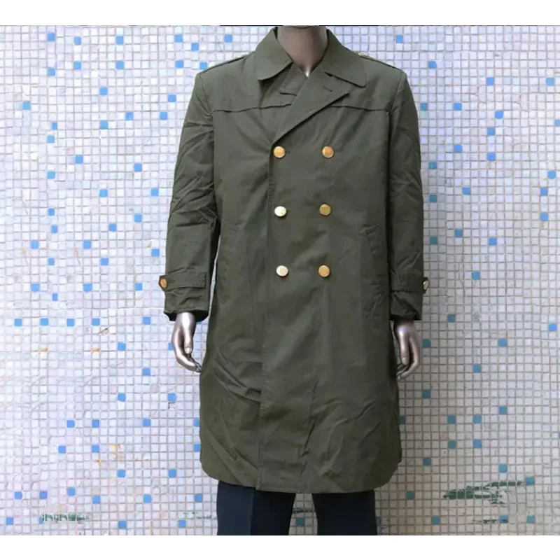 Chinese School Uniform Overcoat Green Long Coat Men Winter  87s Removable Liner Think