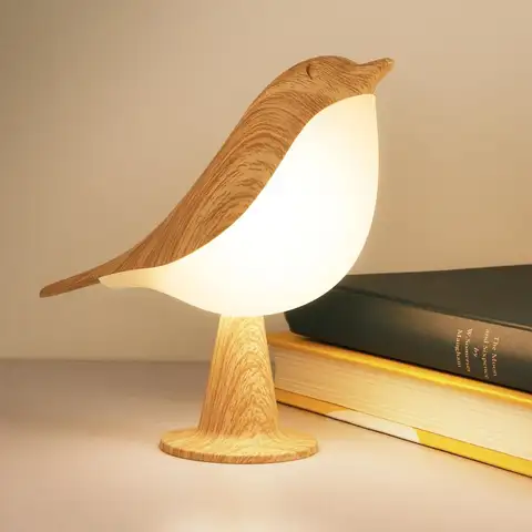 소형 책상 램프, 버드 램프, 침대 옆 램프, 3 색 온도 및 터치 센서, 무선 램프, 어린이 야간 조명
