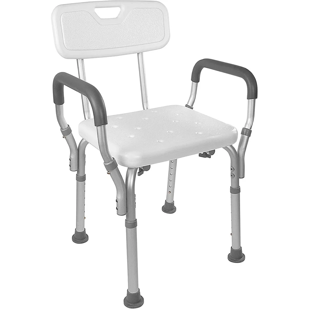 Tool-Free Assembly Shower Lift Chair Adjustable Bath Seat Portable Senior Shower Chair with Handle Non-Slip Design Safe Durable