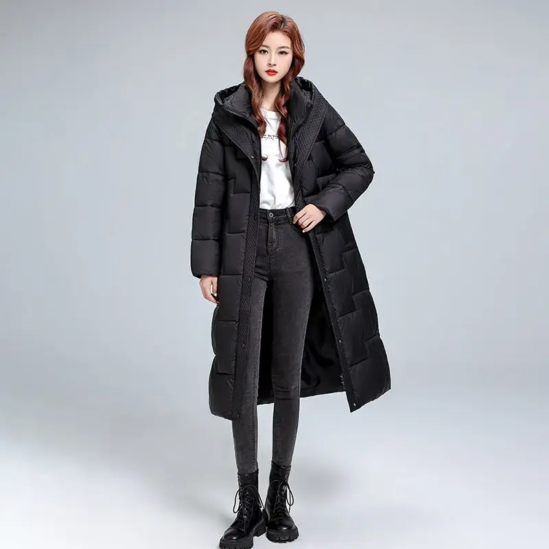 معطف شتوي 2025 للخصر سميك بقصة ضيقة طويلة فوق الركبة سترة عصرية للتنقل #5