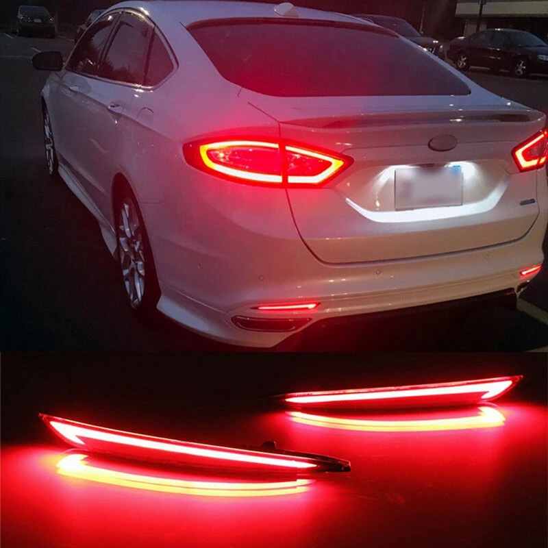 1 Pair LED Rear Fog Bumper Light Lamp Brake Light Turn Signal Light Reflector For Ford Mondeo Fusion 2013-2018