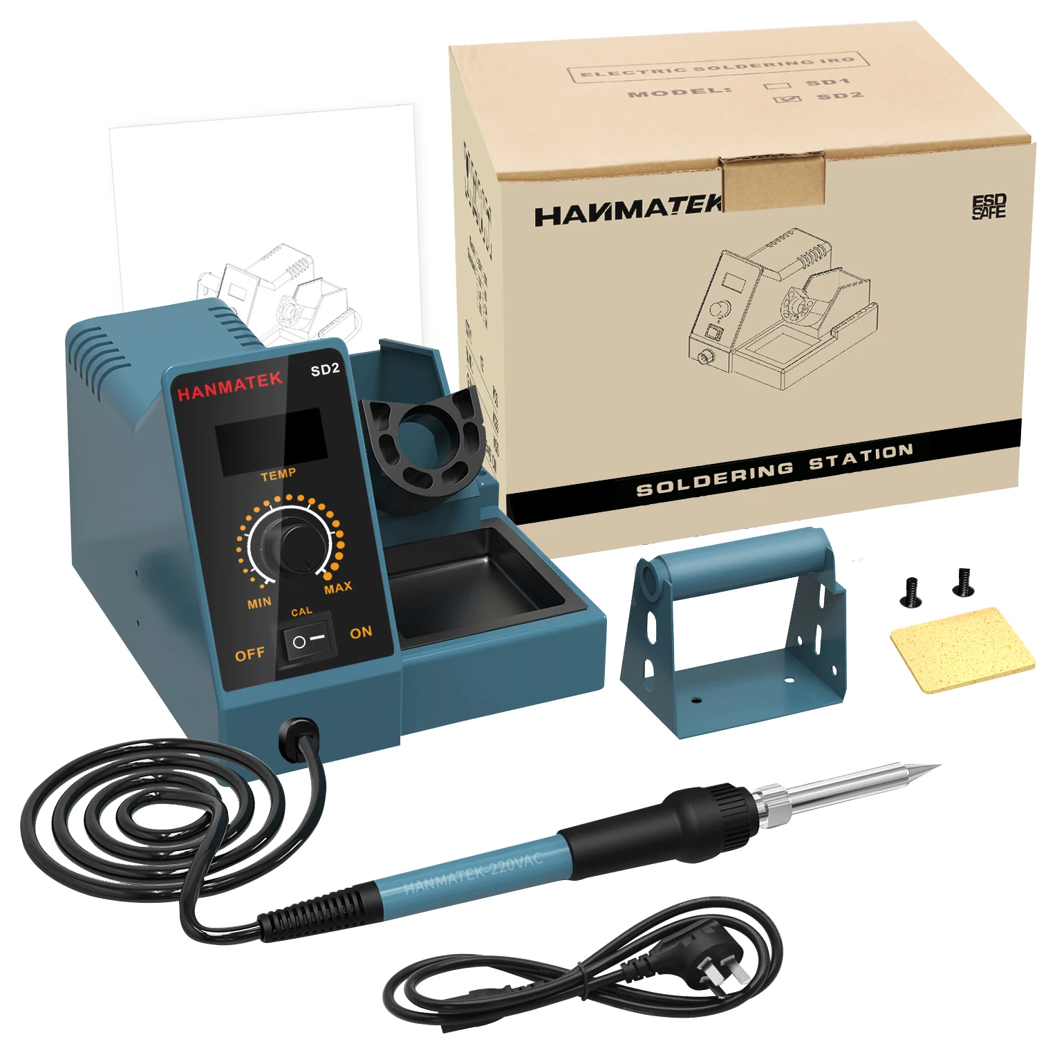 HANMATEK SD2 Digital Soldering Station / Rework Stations 60W Temperature Control ESD For Phone PCB IC SMD BGA Welding