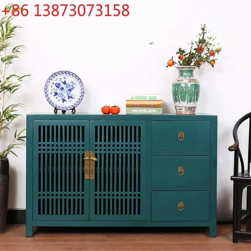 Nordic Antique Style Solid Wood Painted Lacquer Sideboard Cabinet Household Minimalist Storage Cabinet