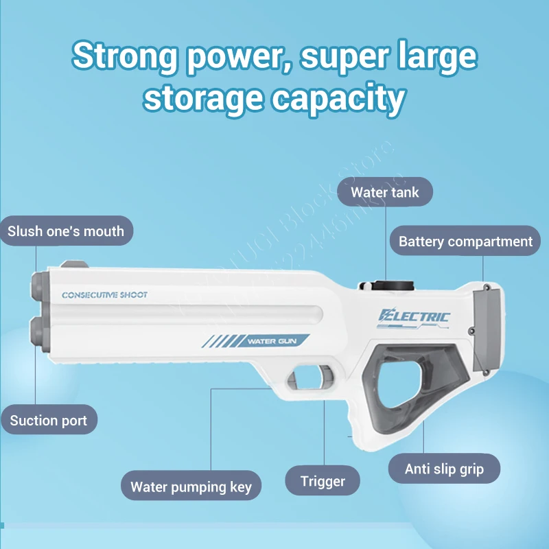 Nowy całkowicie elektryczny pistolet na wodę letni dziecięcy i dorosły pistolet zabawkowy do zabawy w wodę o dużej pojemności automatyczny pistolet