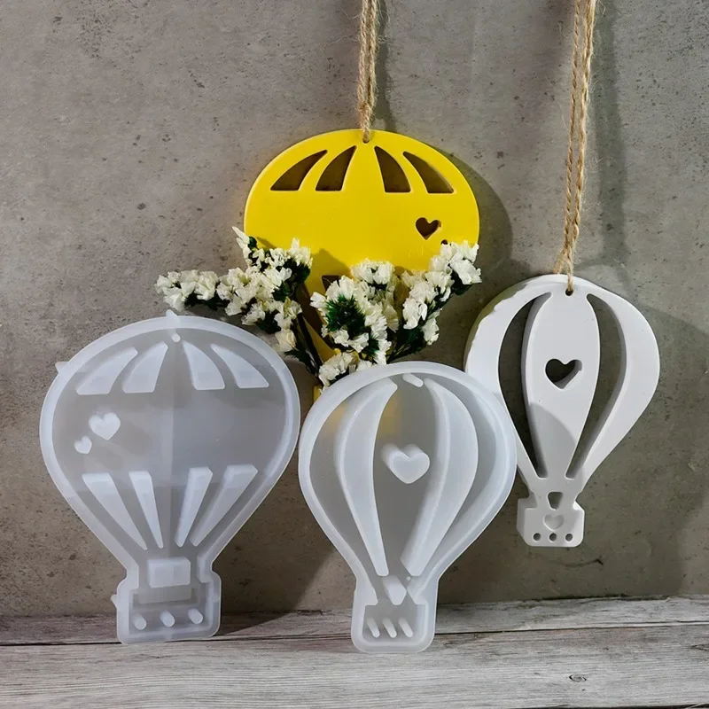 Romantic Hot Air Balloon Flower Arrangement Ornament Silicone Mold for DIY Gypsum Handmade Pendant Resin Handicrafts Decoration