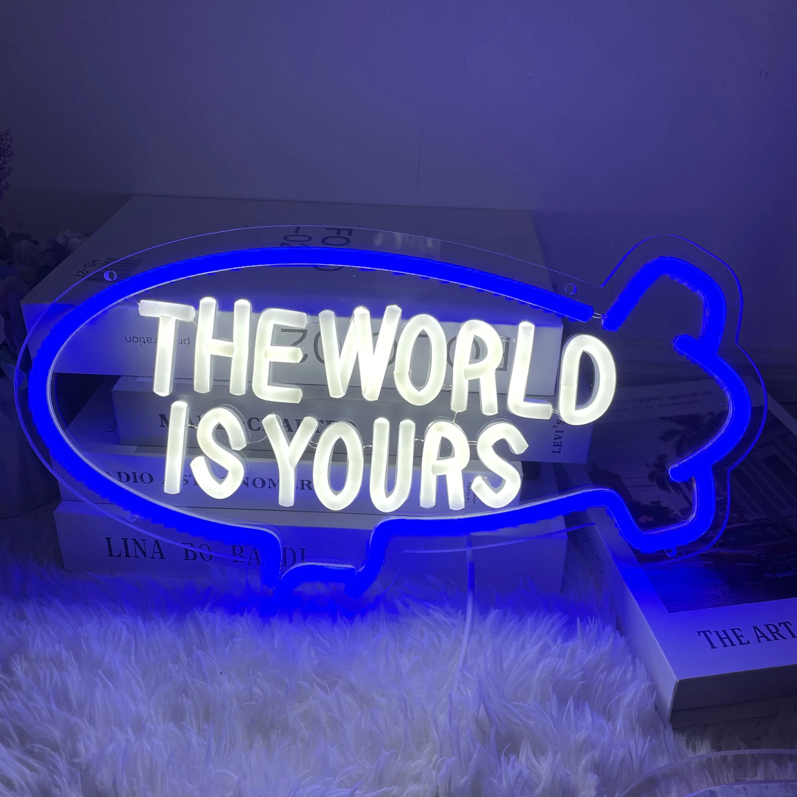 Imagem -03 - The World is Yours Blimp Custom Neon Sign Neon Iluminado Decoração de Parede para Adolescentes Quarto Infantil e Infantil Presentes Infantis