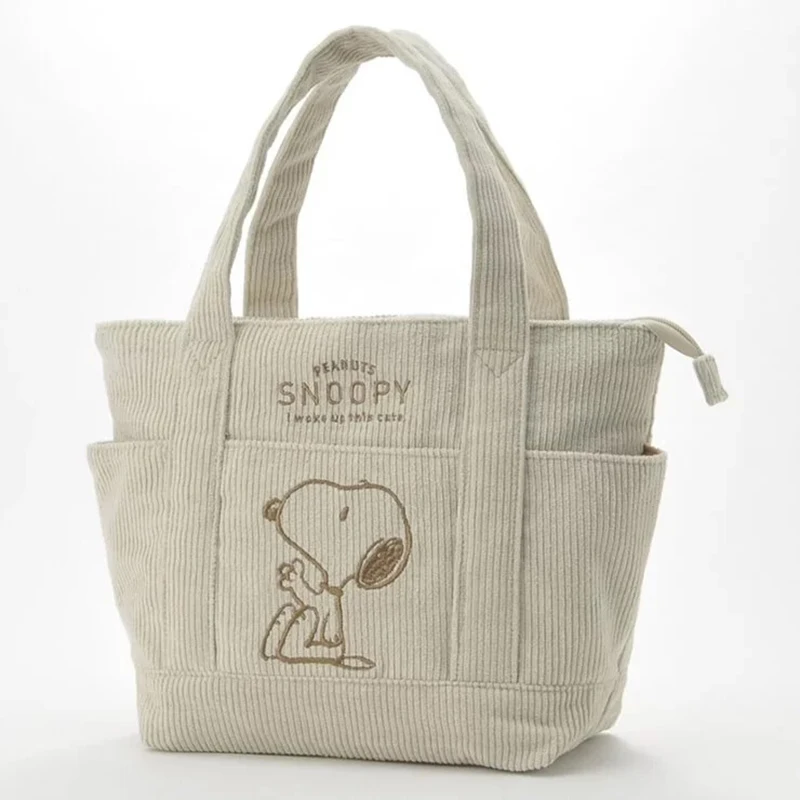 

Повседневные вместительные сумки-тоуты Kawaii Snoopy на молнии с вышивкой, унисекс, шикарные однотонные сумки через плечо для женщин