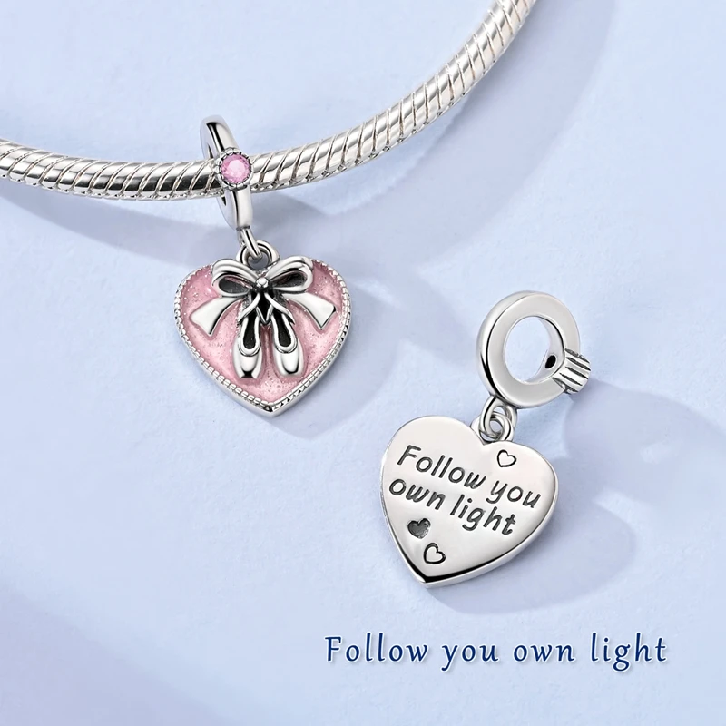 

Горячие продажи: бусины-шармы в форме балетных туфель и сердца из серебра 925 пробы с фианитами, подходят для оригинальных браслетов, DIY, для женщин, ювелирные украшения, подарки.