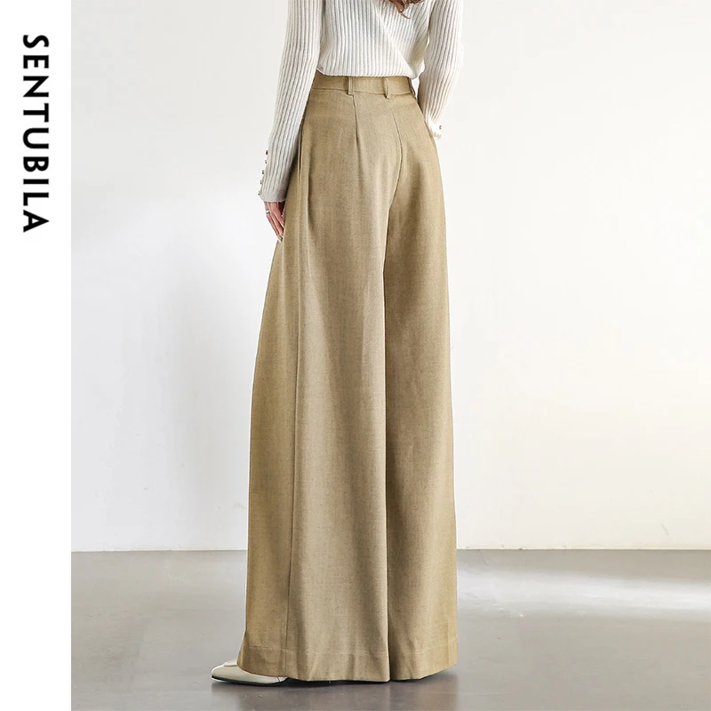 SENTUBILA Women Autumn Wide Leg Pant Office Lady Work Wear Trouser 2024 Fall Fashion Elegant Commute Full-length Pants 133K51993