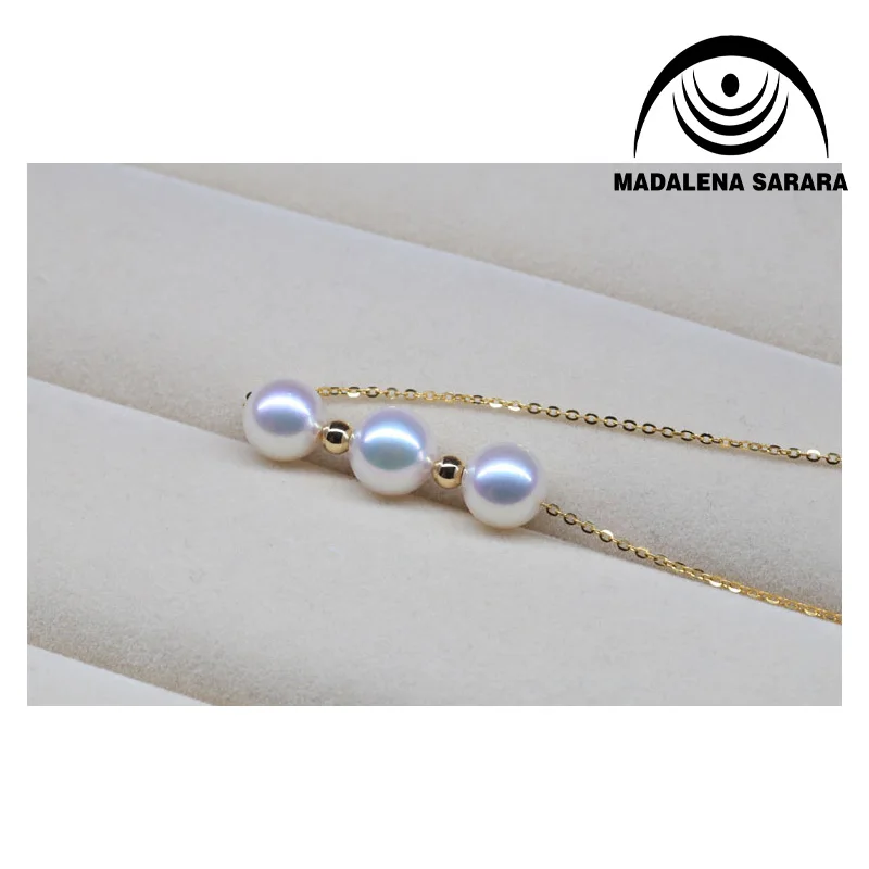 MADALENA SARARA AAA 10-10.5mm Freshwater Pearl Bead Making Sterling Silver Chain Necklace Fine Luster High Quality Perfect Round