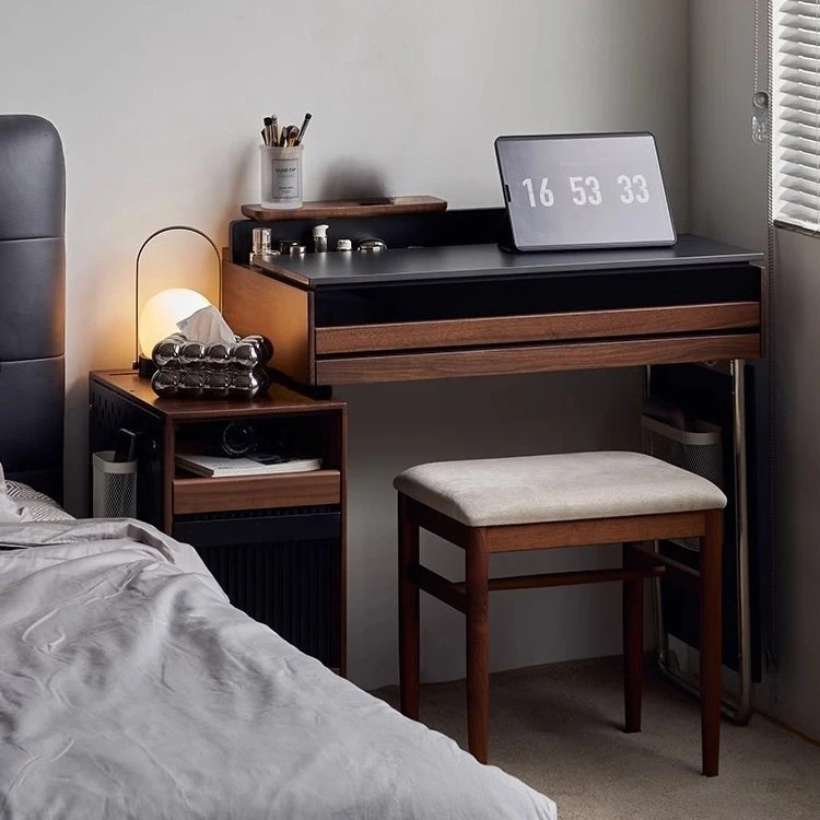 DSA solid wood dresser stool bedside table integrated rock slab small apartment bedroom storage bedroom dressing table