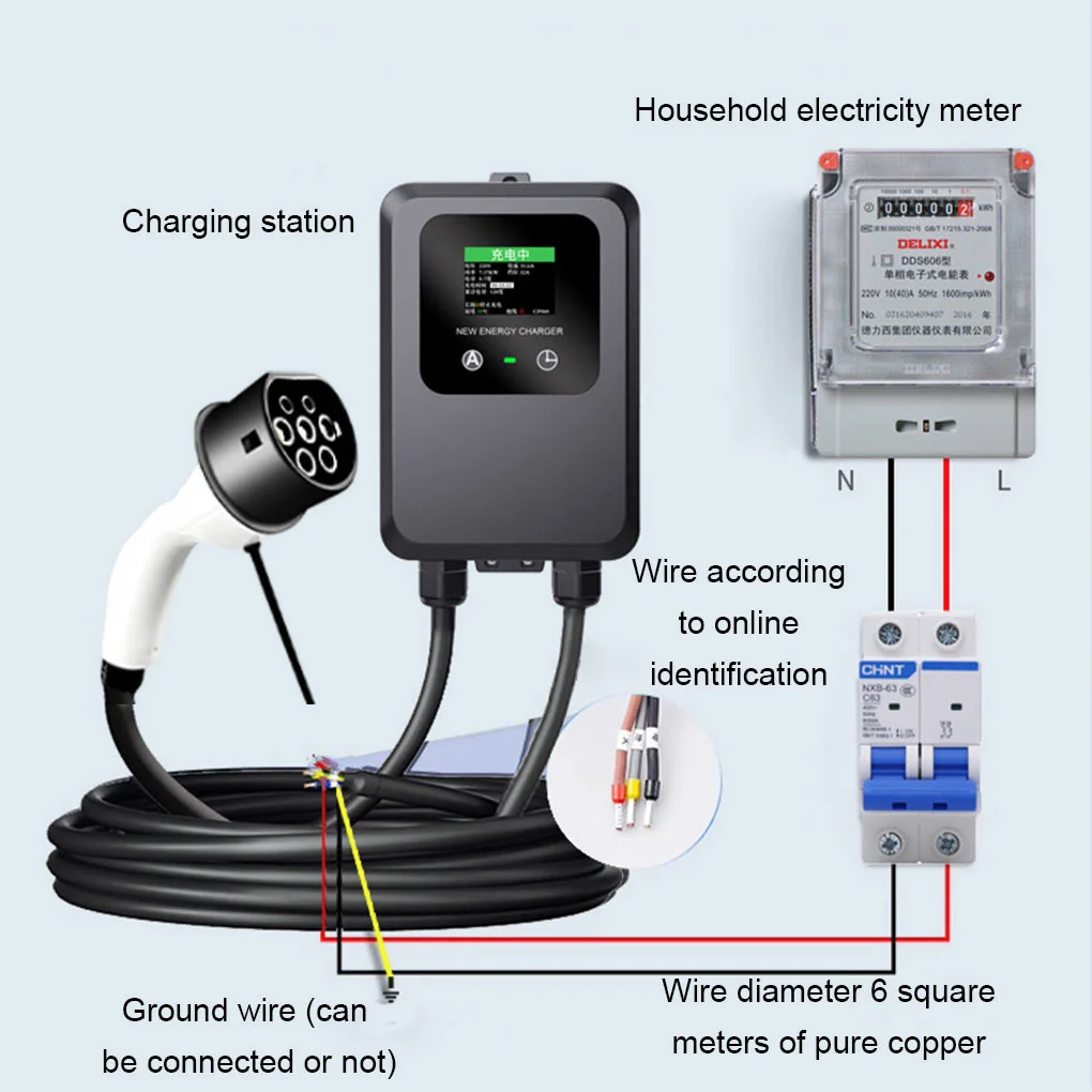 

Зарядная станция для электромобилей 5 м 7 кВт 32 А с функцией RCD 6 мА постоянного тока Станция для зарядки электромобилей 5 м Автомобильная домашняя зарядная станция для электромобилей