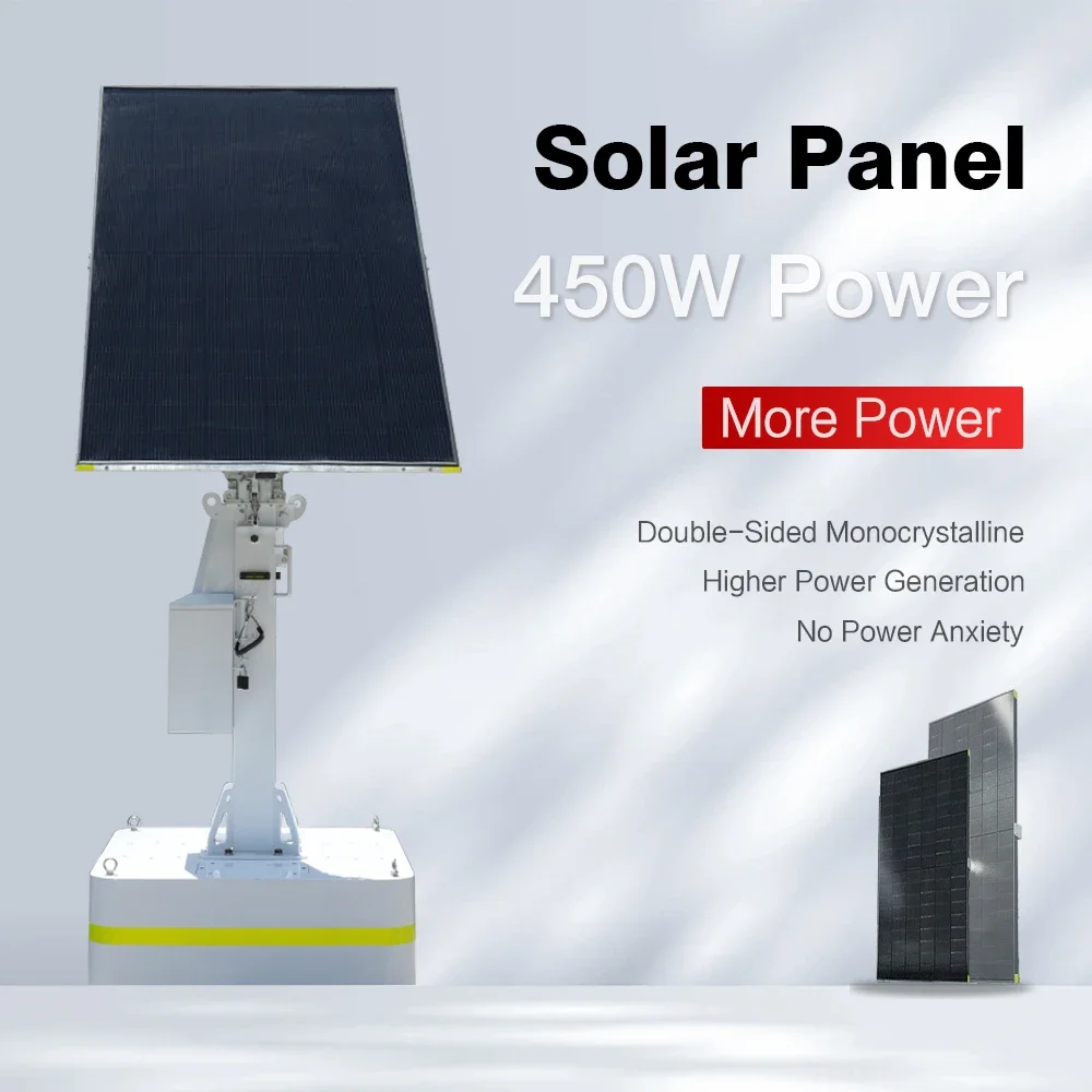 Outdoor Mobile Solar Surveillance Tower with Security System IP65 Waterproof 3-Day Runtime for 24/7