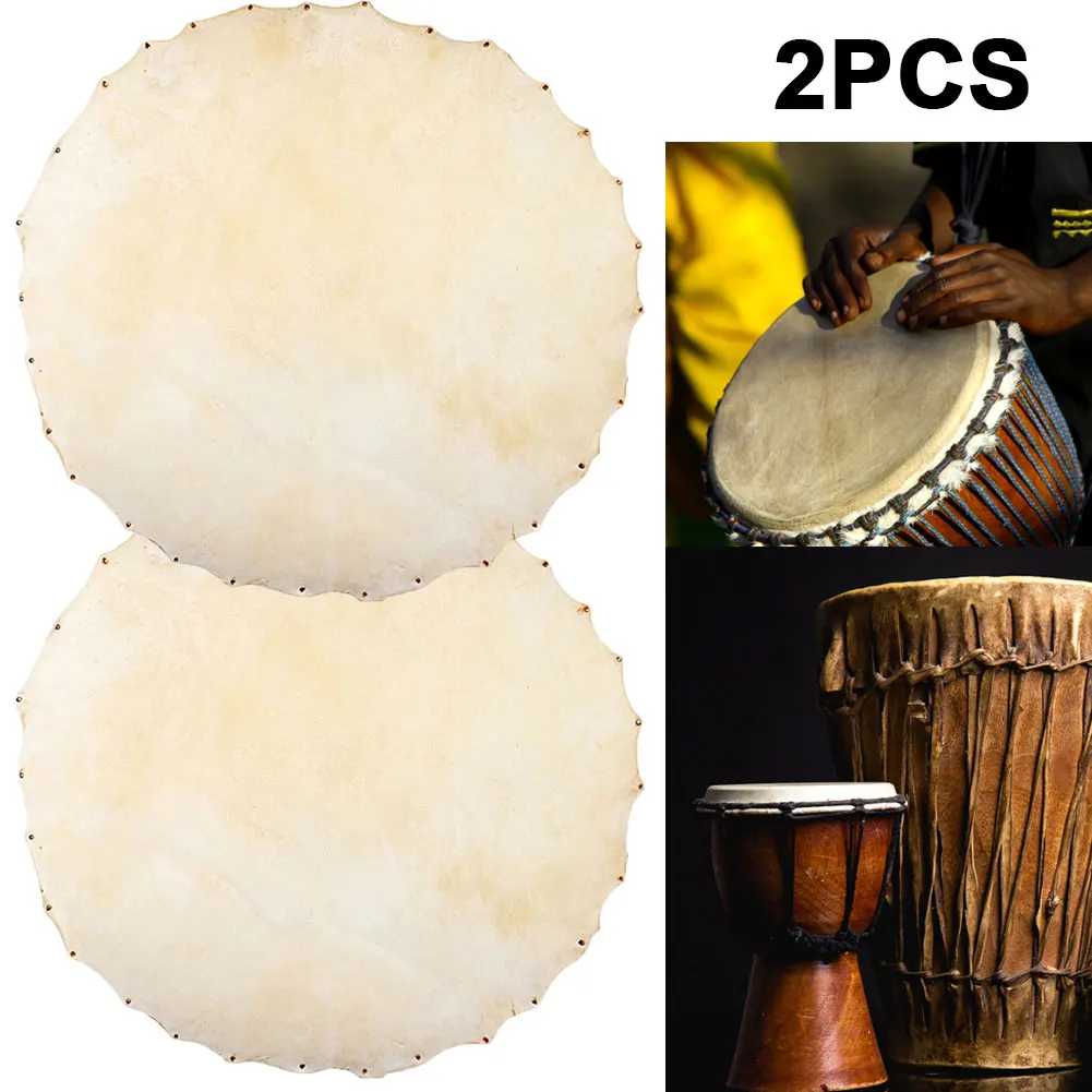 2 قطعة رأس جلد الماعز لجزء الطبل الأفريقي الدف قرع (قطر 370 مللي متر)