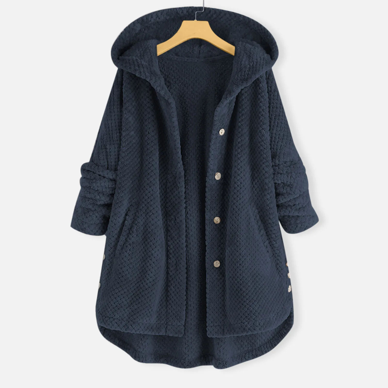 Autumn Winter Coat Women Warm Coat With Pocket  Wool Jacket Female Plush Coat Hooded Jacket New Women\'s Coats Solid Color Jacket