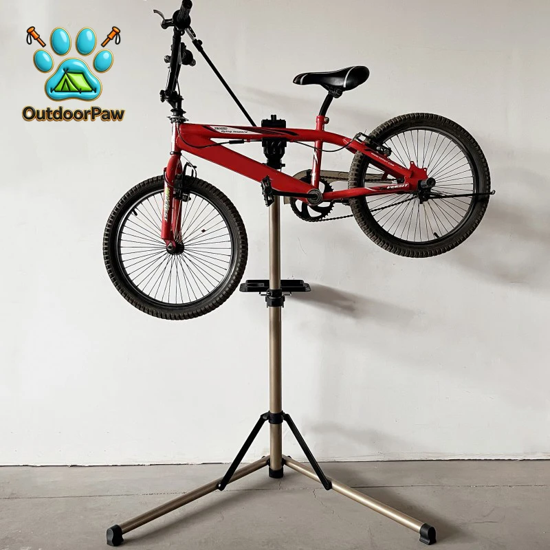 98-156CM Adjustable Bicycle Repair Rack Foldable Mountain Bike Shop Work Stand 360°Rotatable Bicycle Display Storage Repair Rack
