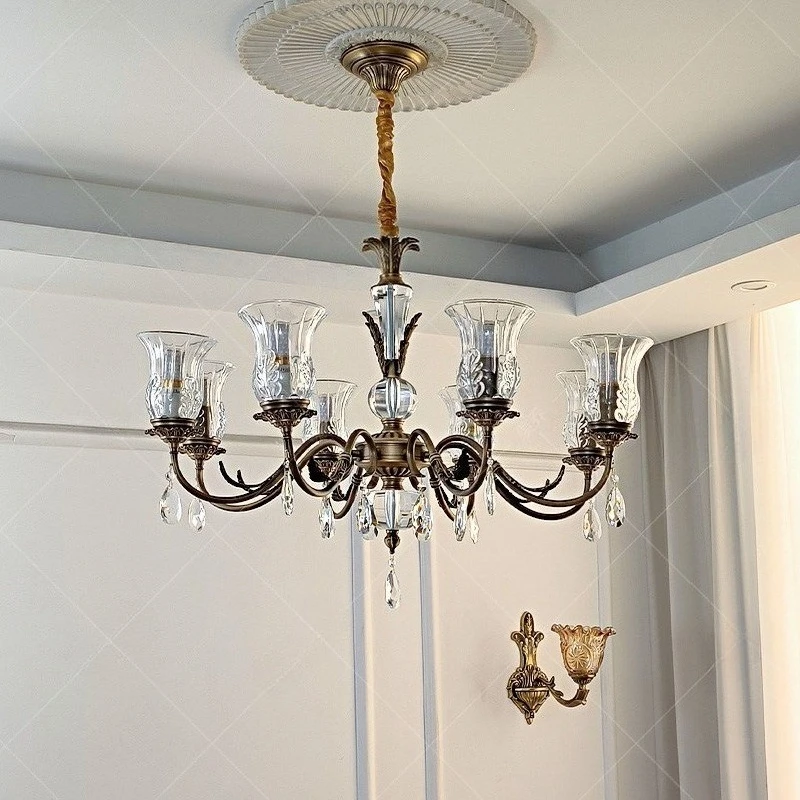 Iron Chandelier French Retro Luxury Pendant Light Restaurant Living Room Bedroom Ceiling Lamp Indoor Decoration Lighting Lamps
